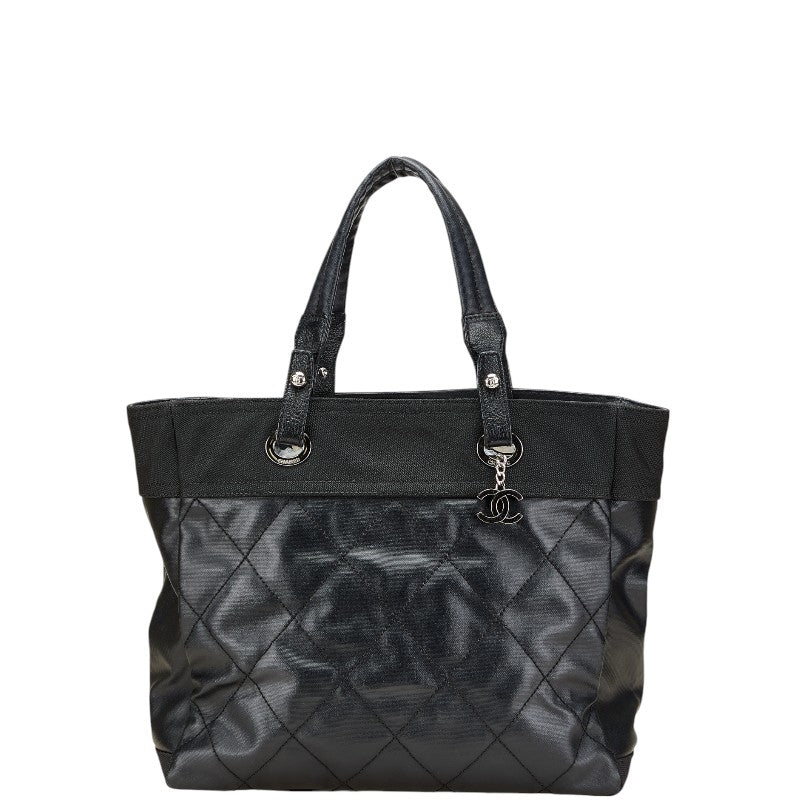 シャネル パリビアリッツGM トートバッグ ブラック PVC キャンバス レディース CHANEL 【中古】