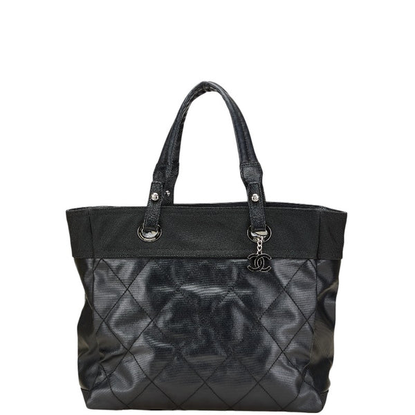 シャネル パリビアリッツGM トートバッグ ブラック PVC キャンバス レディース CHANEL 【中古】