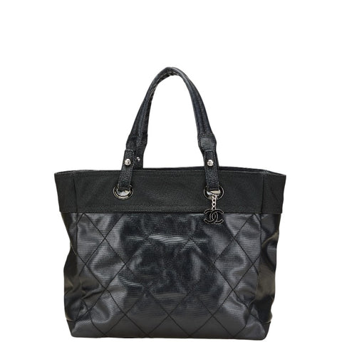 シャネル パリビアリッツGM トートバッグ ブラック PVC キャンバス レディース CHANEL 【中古】