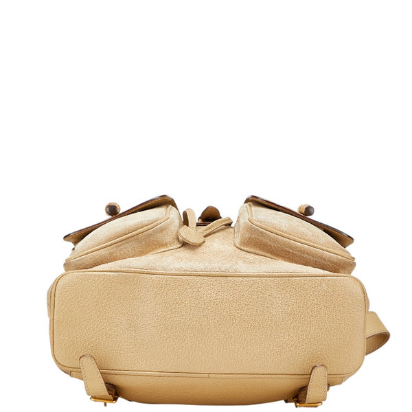 グッチ バンブー リュック バックパック 003 2058 0016 ベージュ スウェード レザー レディース GUCCI 【中古】