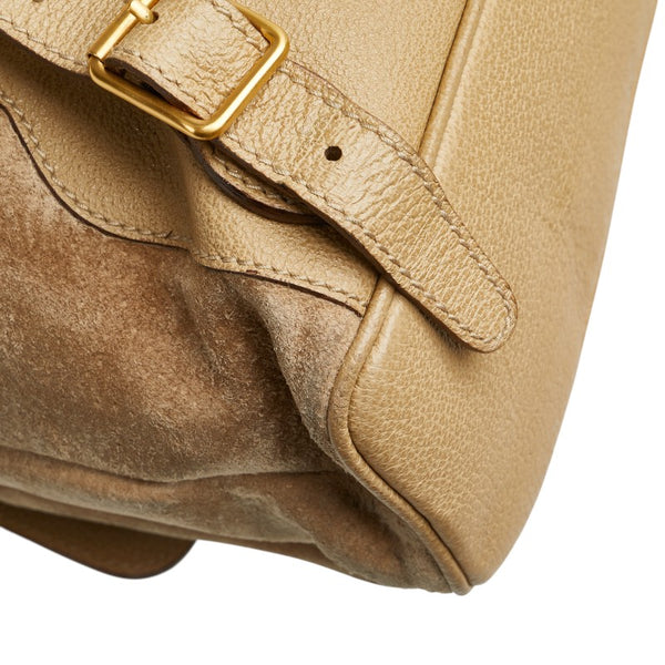 グッチ バンブー リュック バックパック 003 2058 0016 ベージュ スウェード レザー レディース GUCCI 【中古】