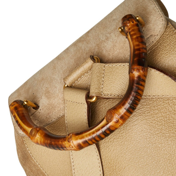 グッチ バンブー リュック バックパック 003 2058 0016 ベージュ スウェード レザー レディース GUCCI 【中古】