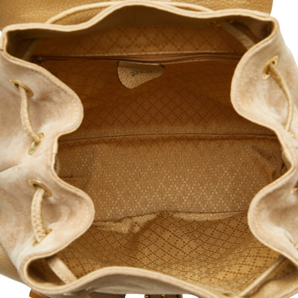 グッチ バンブー リュック バックパック 003 2058 0016 ベージュ スウェード レザー レディース GUCCI 【中古】