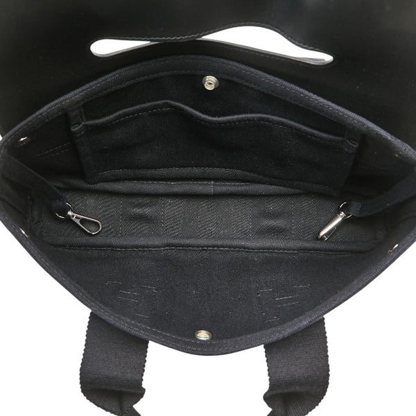 エルメス ヴァルパライソ ロングPM ハンドバッグ ブラック トワルシェブロン レザー レディース HERMES 【中古】