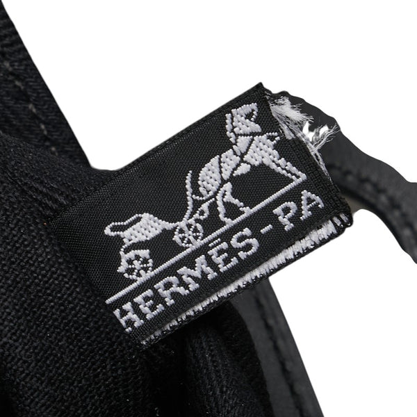 エルメス ヴァルパライソ ロングPM ハンドバッグ ブラック トワルシェブロン レザー レディース HERMES 【中古】