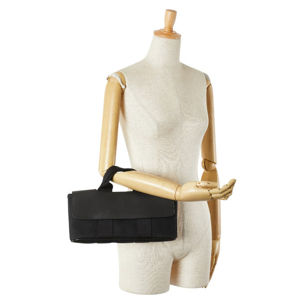 エルメス ヴァルパライソ ロングPM ハンドバッグ ブラック トワルシェブロン レザー レディース HERMES 【中古】