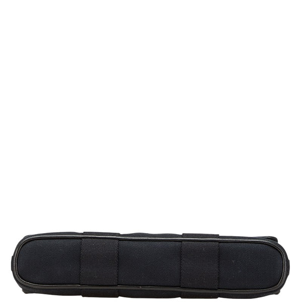 エルメス ヴァルパライソ ロングPM ハンドバッグ ブラック トワルシェブロン レザー レディース HERMES 【中古】