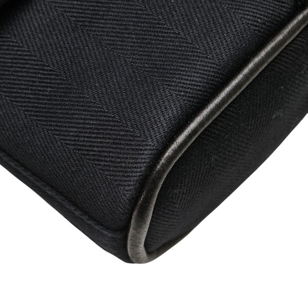 エルメス ヴァルパライソ ロングPM ハンドバッグ ブラック トワルシェブロン レザー レディース HERMES 【中古】