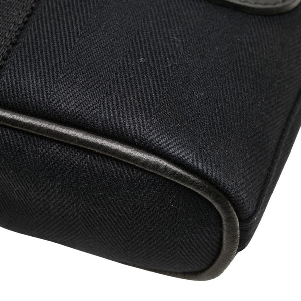 エルメス ヴァルパライソ ロングPM ハンドバッグ ブラック トワルシェブロン レザー レディース HERMES 【中古】