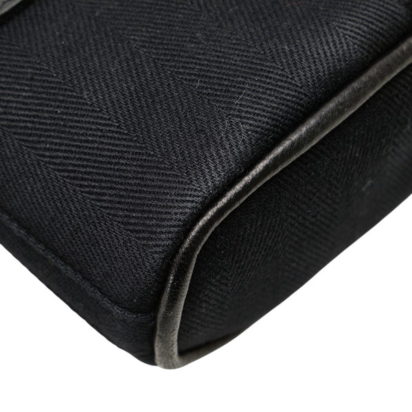 エルメス ヴァルパライソ ロングPM ハンドバッグ ブラック トワルシェブロン レザー レディース HERMES 【中古】