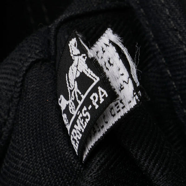 エルメス ヴァルパライソ ロングPM ハンドバッグ ブラック トワルシェブロン レザー レディース HERMES 【中古】