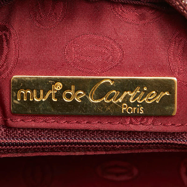 カルティエ マストライン 斜め掛け ショルダーバッグ ワインレッド ボルドー レザー レディース CARTIER 【中古】
