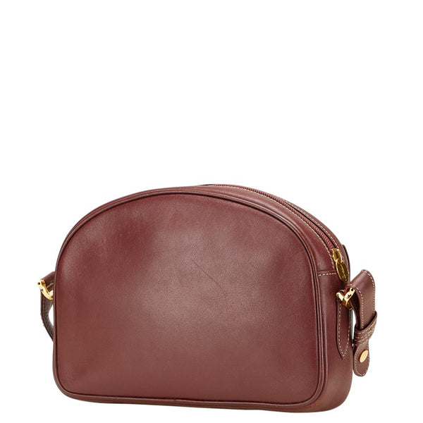 カルティエ マストライン 斜め掛け ショルダーバッグ ワインレッド ボルドー レザー レディース CARTIER 【中古】