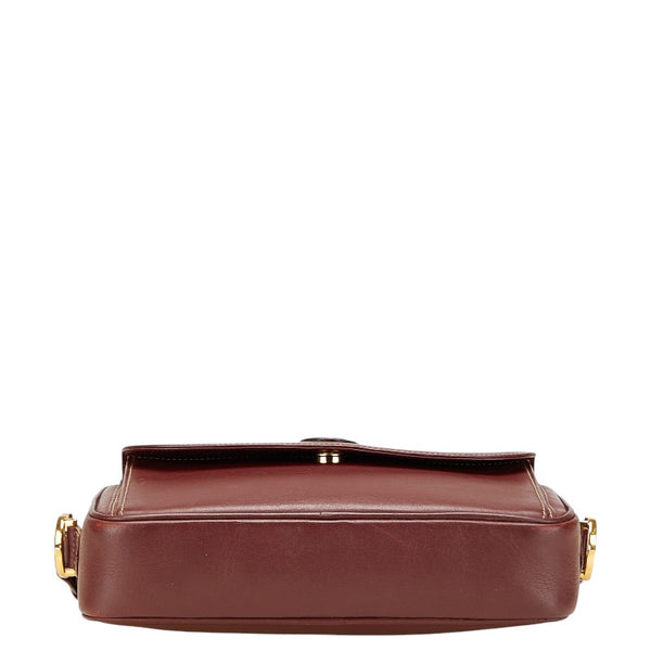 カルティエ マストライン 斜め掛け ショルダーバッグ ワインレッド ボルドー レザー レディース CARTIER 【中古】