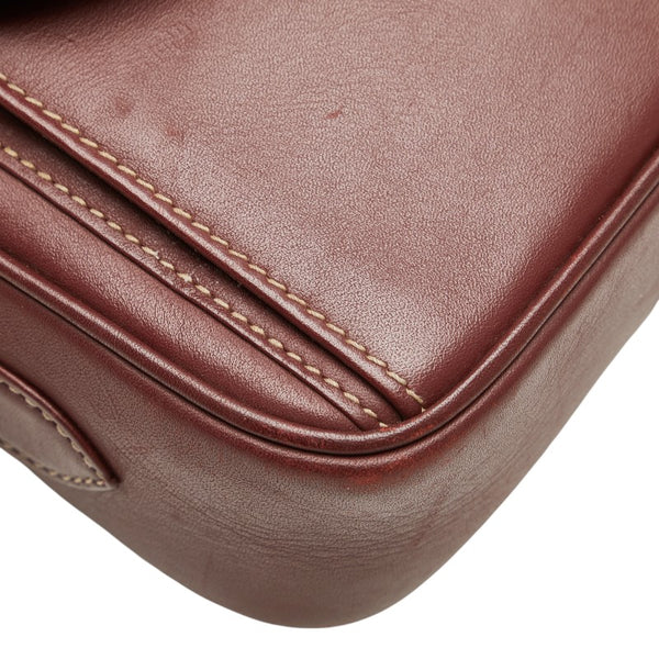 カルティエ マストライン 斜め掛け ショルダーバッグ ワインレッド ボルドー レザー レディース CARTIER 【中古】
