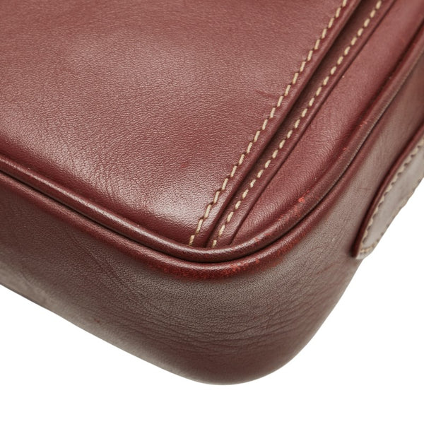 カルティエ マストライン 斜め掛け ショルダーバッグ ワインレッド ボルドー レザー レディース CARTIER 【中古】