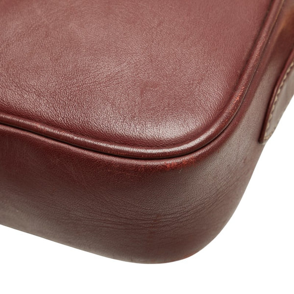 カルティエ マストライン 斜め掛け ショルダーバッグ ワインレッド ボルドー レザー レディース CARTIER 【中古】