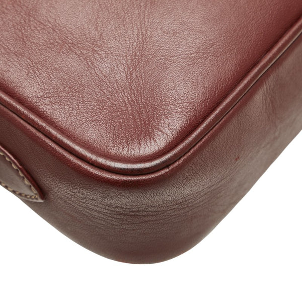 カルティエ マストライン 斜め掛け ショルダーバッグ ワインレッド ボルドー レザー レディース CARTIER 【中古】