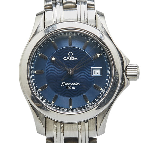 オメガ シーマスター120 デイト 腕時計 2511.81 クオーツ ブルー文字盤 ステンレススチール レディース OMEGA 【中古】