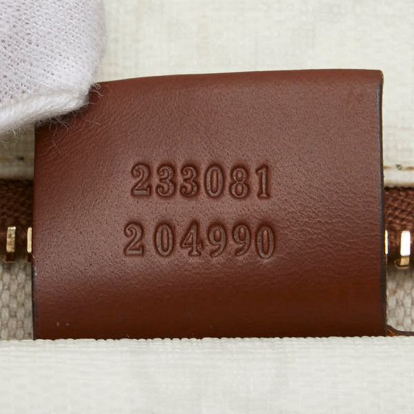 グッチ GGスプリーム トートバッグ 233081 ホワイト ブラウン PVC レザー レディース GUCCI 【中古】