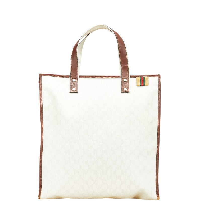 グッチ GGスプリーム トートバッグ 233081 ホワイト ブラウン PVC レザー レディース GUCCI 【中古】