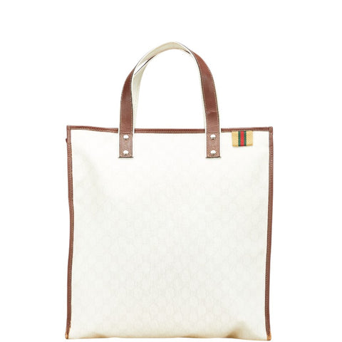 グッチ GGスプリーム トートバッグ 233081 ホワイト ブラウン PVC レザー レディース GUCCI 【中古】