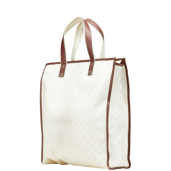 グッチ GGスプリーム トートバッグ 233081 ホワイト ブラウン PVC レザー レディース GUCCI 【中古】