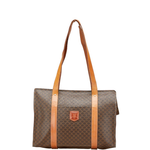セリーヌ マカダム ハンドバッグ トートバッグ ブラウン PVC レザー レディース CELINE 【中古】