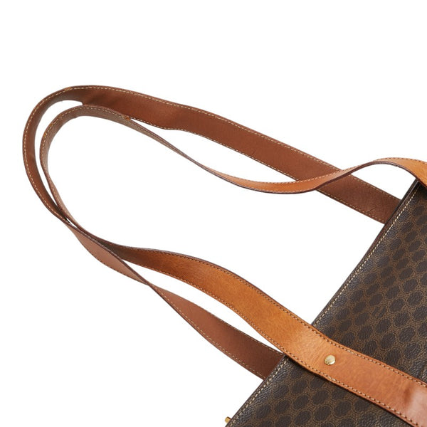 セリーヌ マカダム ハンドバッグ トートバッグ ブラウン PVC レザー レディース CELINE 【中古】