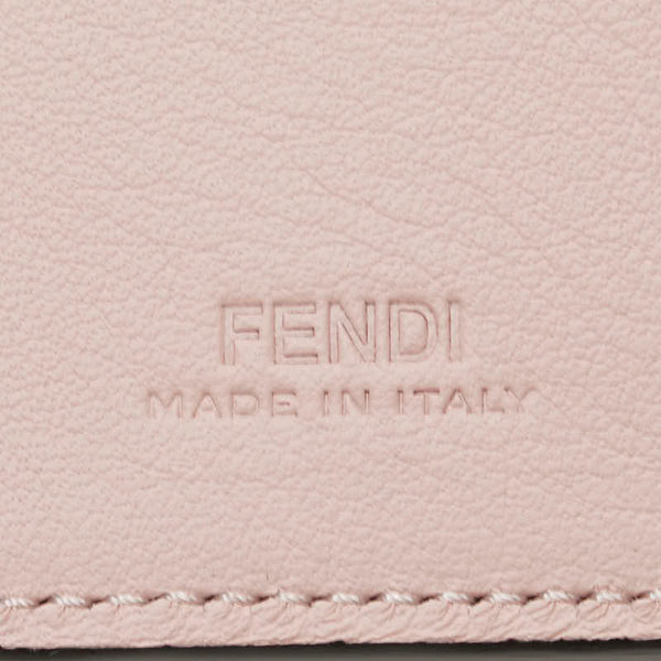 フェンディ ズッカ iPhoneX Xsカバー スマホケース 7AR675 ブラウン ピンク レザー レディース FENDI 【中古】