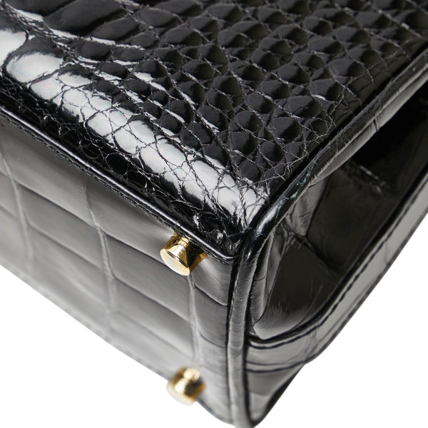 ジャンフランコ フェレ クロコ型押し ハンドバッグ ブラック レザー レディース GIANFRANCO FERRE 【中古】