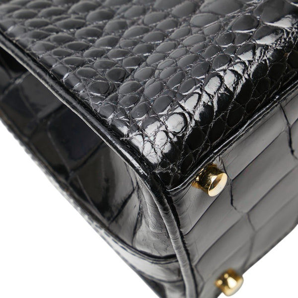 ジャンフランコ フェレ クロコ型押し ハンドバッグ ブラック レザー レディース GIANFRANCO FERRE 【中古】