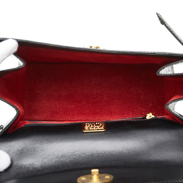 ジャンフランコ フェレ クロコ型押し ハンドバッグ ブラック レザー レディース GIANFRANCO FERRE 【中古】