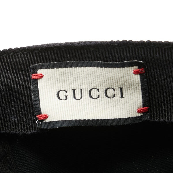 グッチ ロゴ キャップ サイズ:L ブラック ベージュ コットン レディース GUCCI 【中古】