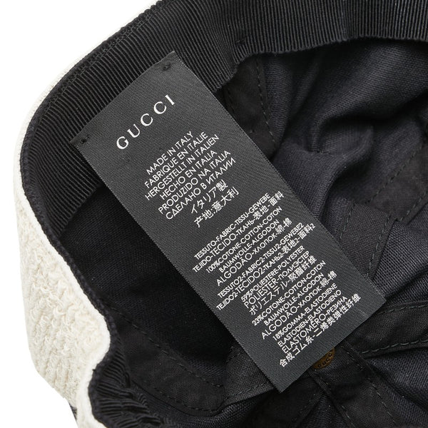 グッチ ロゴ キャップ サイズ:L ブラック ベージュ コットン レディース GUCCI 【中古】