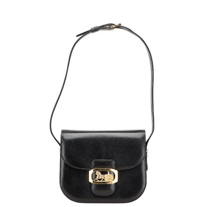セリーヌ ヴィンテージ 馬車金具 ショルダーバッグ ブラック レザー レディース CELINE 【中古】