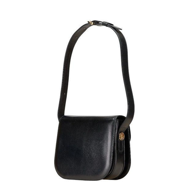 セリーヌ ヴィンテージ 馬車金具 ショルダーバッグ ブラック レザー レディース CELINE 【中古】