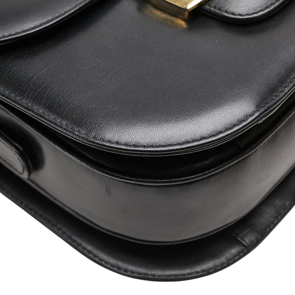 セリーヌ ヴィンテージ 馬車金具 ショルダーバッグ ブラック レザー レディース CELINE 【中古】