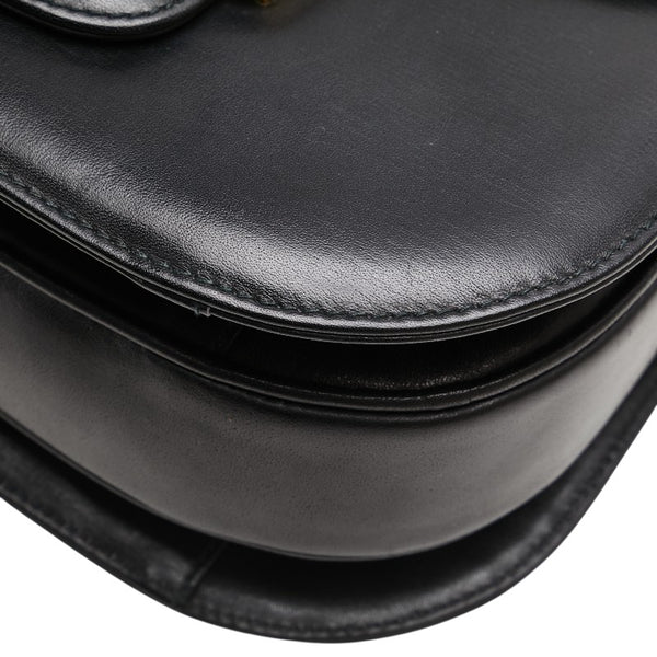 セリーヌ ヴィンテージ 馬車金具 ショルダーバッグ ブラック レザー レディース CELINE 【中古】