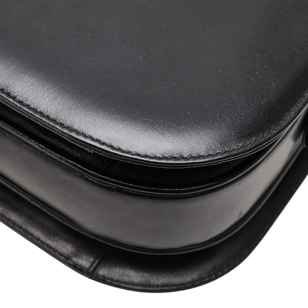 セリーヌ ヴィンテージ 馬車金具 ショルダーバッグ ブラック レザー レディース CELINE 【中古】