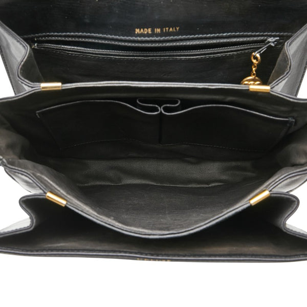 セリーヌ ヴィンテージ 馬車金具 ショルダーバッグ ブラック レザー レディース CELINE 【中古】