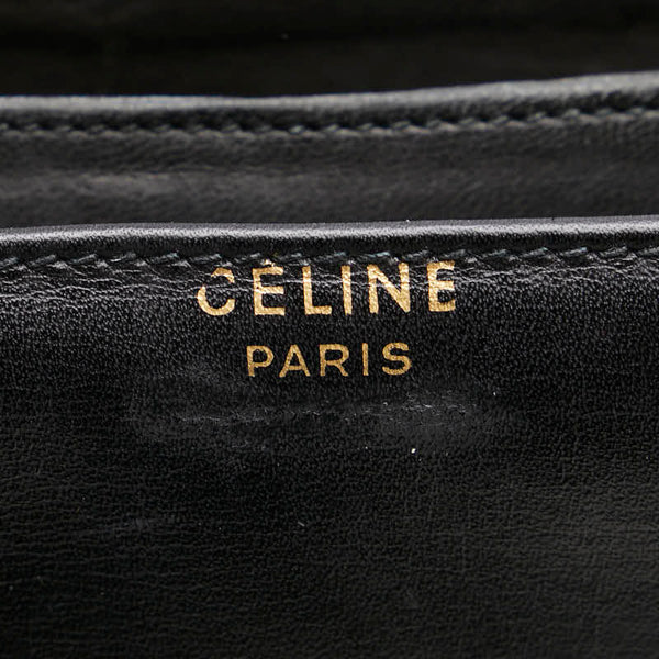 セリーヌ ヴィンテージ 馬車金具 ショルダーバッグ ブラック レザー レディース CELINE 【中古】