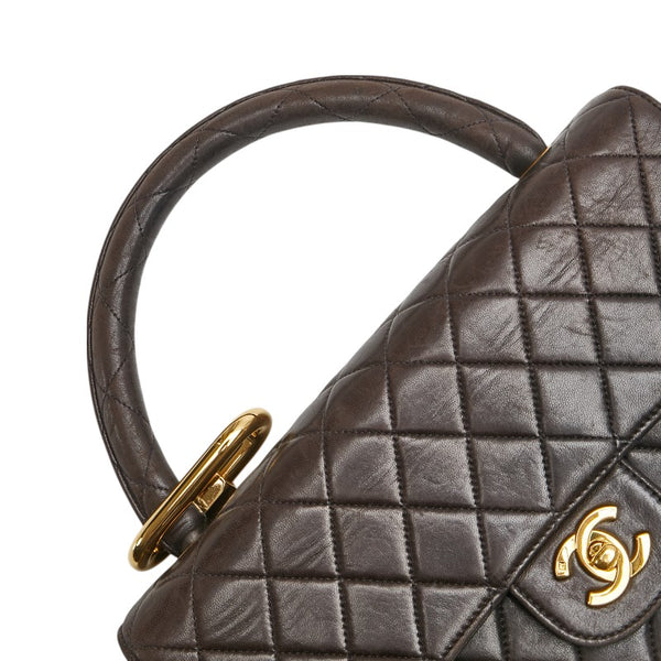 シャネル マトラッセ ココマーク 親子バッグ ハンドバッグ ブラック ラムスキン レディース CHANEL 【中古】