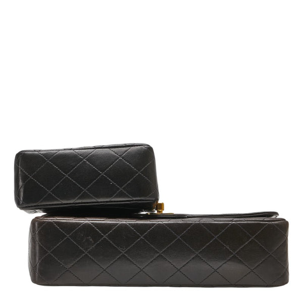 シャネル マトラッセ ココマーク 親子バッグ ハンドバッグ ブラック ラムスキン レディース CHANEL 【中古】