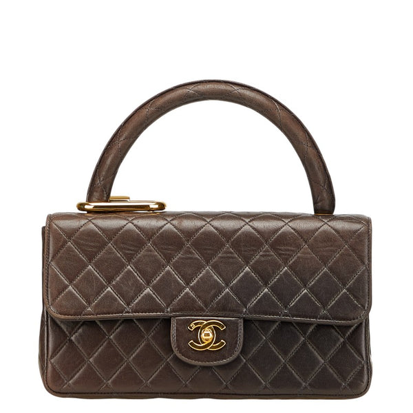 シャネル マトラッセ ココマーク 親子バッグ ハンドバッグ ブラック ラムスキン レディース CHANEL 【中古】