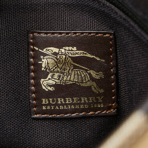 バーバリー ヘイマーケットチェック シャドーホース 斜め掛け ショルダーバッグ ベージュ ブラウン PVC レザー レディース BURBERRY 【中古】