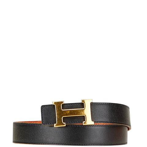 エルメス コンスタンス H ベルト ブラック オレンジ ボックスカーフ トリヨンクレマンス レディース HERMES 【中古】