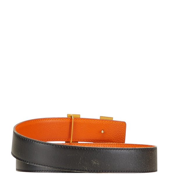 エルメス コンスタンス H ベルト ブラック オレンジ ボックスカーフ トリヨンクレマンス レディース HERMES 【中古】