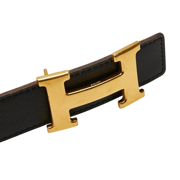 エルメス コンスタンス H ベルト ブラック オレンジ ボックスカーフ トリヨンクレマンス レディース HERMES 【中古】