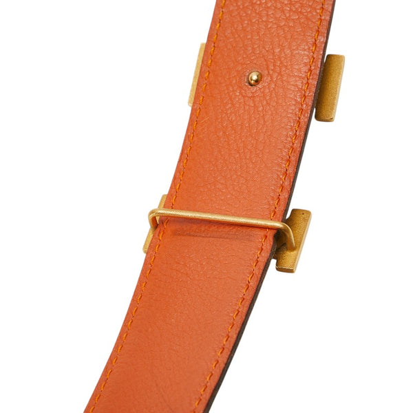 エルメス コンスタンス H ベルト ブラック オレンジ ボックスカーフ トリヨンクレマンス レディース HERMES 【中古】